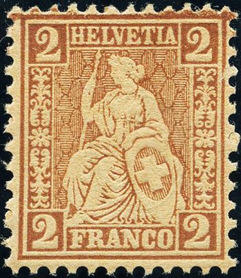 Timbres: 37a - 1874 Helvétie assise, livre blanc