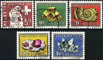 Briefmarken: B86-B90 - 1958 Sinnbild, Mineralien und Versteinerungen
