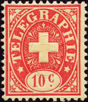 Thumb-1: T8 - 1877, Neue Wertstufen und Farbänderung, weisses Papier, Wappen rot