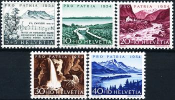 Stamps: B66-B70 - 1954 Swiss Psalm, lakes and streams