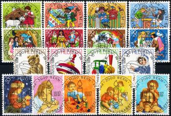Stamps: J290-J306 - 1984-1987 Pro Juventute, Various representations