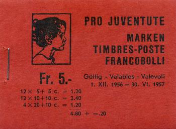 Stamps: JMH5 - 1956 Pro Juventute, dark red