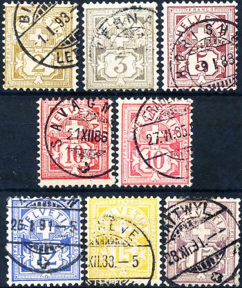 Stamps: 58A-64A - 1882+1889 Numeral pattern, fiber paper, KZ A