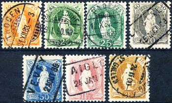 Stamps: 66A-72A - 1882 Standing Helvetia, white paper, 14 teeth, KZ A