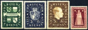 Briefmarken: FL147-FL150 - 1939-1941 Wappen, Fürst und Madonna von Dux