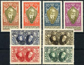 Francobolli: FL72-FL79 - 1928 70° anniversario del regno del principe Johann II