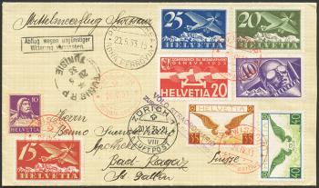 Francobolli: SF33.6c - 20. Mai 1933 Volo Swissair sul Mediterraneo