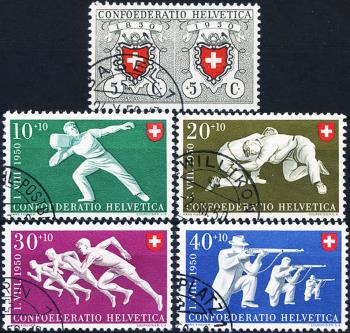 Thumb-1: B46-B50 - 1950, 100 anni di Posta Svizzera e illustrazioni sportive