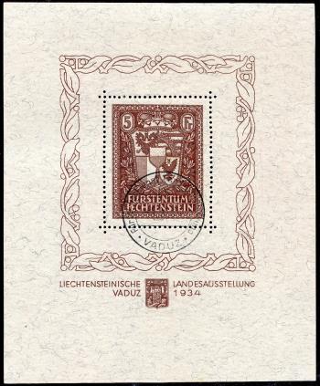 Thumb-1: FL104 - 1934, Bloc feuillet pour l'exposition nationale du Liechtenstein, Vaduz