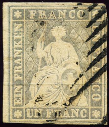 Thumb-1: 27C - 1855, Stampa Berna, 2° periodo di stampa, carta Monaco