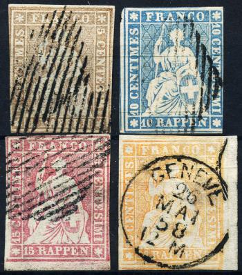 Thumb-1: 22F-25F - 1856, Tipografia Berna, 1° periodo di stampa, carta Monaco