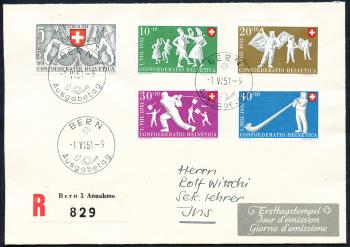Thumb-1: B51-B55 - 1951, Zurich 600 years in the Confederation and folk games
