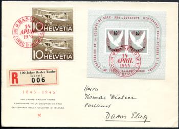 Stamps: W23 - 1945 Jubilee block 100 years Basler Taube