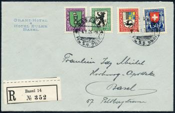 Stamps: J33-J36 - 1925 Cantonal and Swiss coat of arms