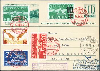 Timbres: SF35.5c - 16./18. September 1935 1. Poste aérienne à voile Jungfraujoch