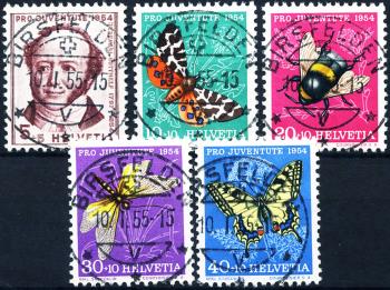 Briefmarken: J153-J157 - 1954 Bildnis J. Gotthelf und Insektenbilder