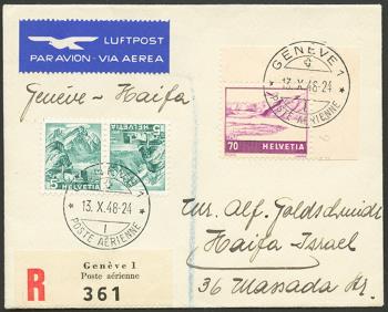 Timbres: RF48.13 - 13. Oktober 1948 Genève - Haïfa