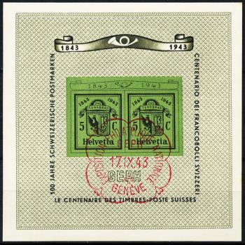 Stamps: W18 - 1943 Souvenir sheet for the National Stamp Exhibition in Geneva