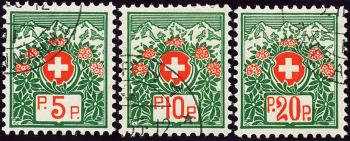 Francobolli: PF11B-PF13B - 1927 Stemma svizzero con rose alpine, carta bianca