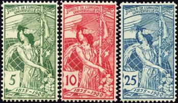 Timbres: 77A-79A - 1900 25 ans Union postale universelle