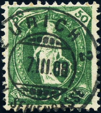 Francobolli: 98A - 1907 Carta in fibra, 14 denti, WZ