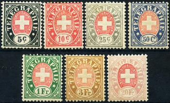 Stamps: T13-T19 - 1881 Fiber paper, coat of arms pink