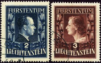 Briefmarken: FL248B-FL249B - 1951 Fürst und Fürstin, Farbänderungen