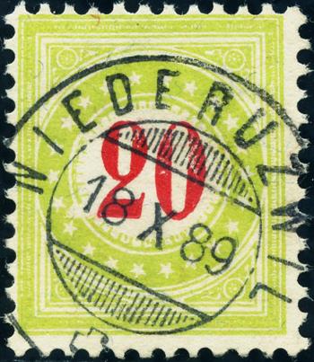 Francobolli: NP19CII N - 1887 Cornice giallo-verde, numero rosso carminio, tipo II