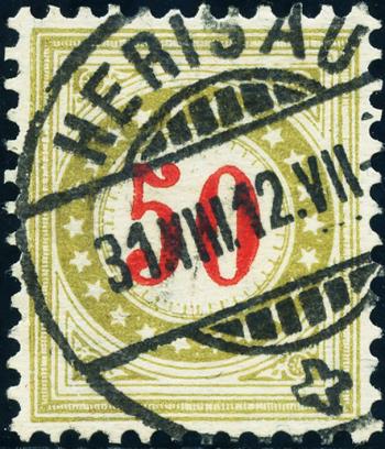 Briefmarken: NP27B N - 1908 Rahmen bräunlicholiv, Wertziffer zinnoberrot