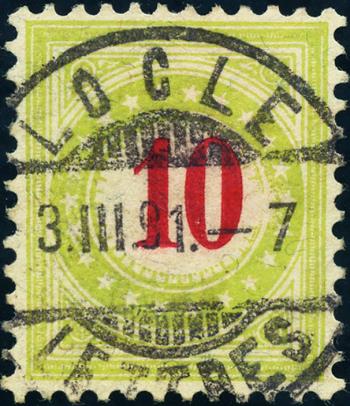 Francobolli: NP18CIIN - 1887-1888 Cornice giallo-verde, cifre cremisi, XIV-XV sec. edizione, tipo II