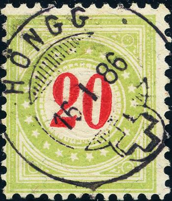 Timbres: NP19IIBK - 1884-1886 Monture vert pâle, chiffre rouge carmin, Type II