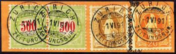 Briefmarken: NP22Da-NPNII - 1889-1891 Rahmen hellgrün, Wertziffer karminrot, 16.-17. Auflage, Type II