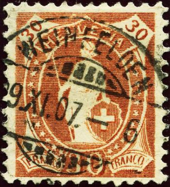 Briefmarken: 96A - 1907 Faserpapier, 14 Zähne, WZ