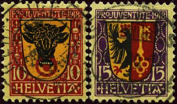 Timbres: J10-J11 - 1918 Armoiries cantonales