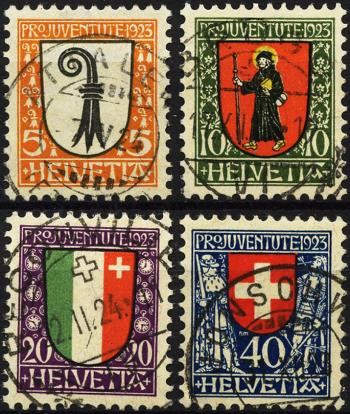 Briefmarken: J25-J28 - 1923 Kantons- und Schweizer Wappen