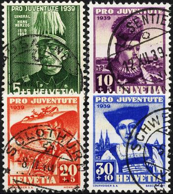 Stamps: J89-J92 - 1939 Portrait of General H. Herzog and Swiss women's costumes