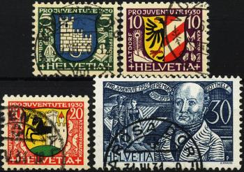 Briefmarken: J53-J56 - 1930 Städtewappen und Bildnis Jeremias Gotthelf