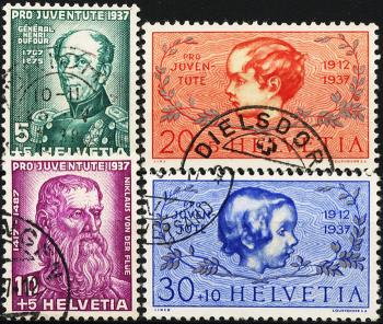 Stamps: J81-J84 - 1937 Portraits of General Dufours and Nicholas V. Flue, children