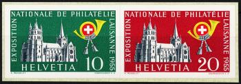 Thumb-1: W33-W34 - 1955, Valori individuali dal blocco commemorativo per il nat. Mostra di francobolli a Losanna