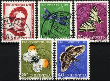 Stamps: J138-J142 - 1951 Portrait of J. Spyris and pictures of insects
