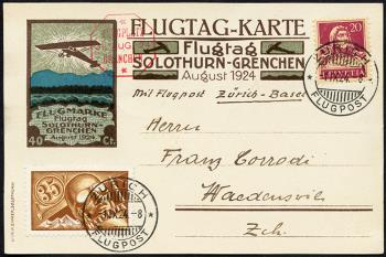 Stamps: SF24.7b - 31. August 1924 Solothurn/Grenchen flight day
