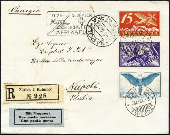 Timbres: SF26.7c - 7. Dezember 1926 1er vol Suisse Afrique Zurich-Cape Town
