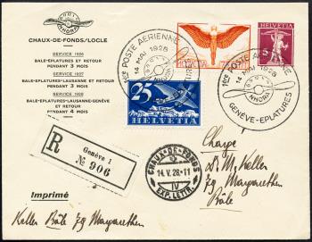 Francobolli: RF28.10Ea - 14. Mai 1928 Ginevra - Losanna - La Chaux-de-Fonds