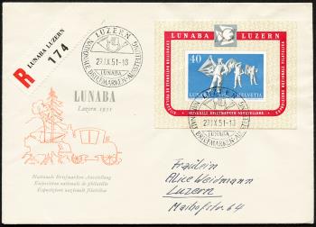 Thumb-1: W32 - 1951, Blocco commemorativo per il nat. Mostra di francobolli a Lucerna