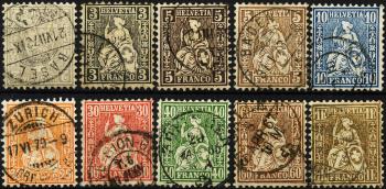 Stamps: 28-36,30b - 1862-1864 Sitting Helvetia, white paper