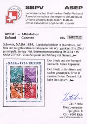 Thumb-2: W1 - 1934, Commemorative block for the National Stamp Exhibition in Zurich