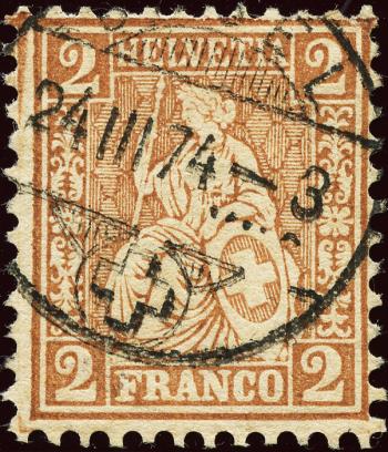 Stamps: 37a - 1874 Sitting Helvetia, white paper