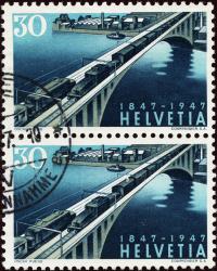 Stamps: 280.2.02 - 1947 100 years of Swiss railways