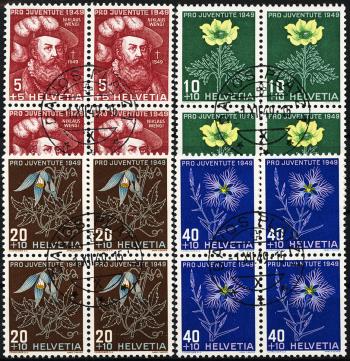 Stamps: J129-J132 - 1949 Portrait of N. Wengi and pictures of alpine flowers