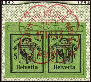 Thumb-1: W17L-W17R - 1943, Individual values from a commemorative block for the National Stamp Exhibition in Geneva